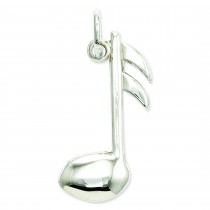 Flat Backed Musical Note Charm in 14k White Gold
