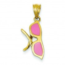 Pink Sunglasses Charm in 14k Yellow Gold