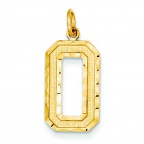 Large Diamond Cut Number 0 Charm in 14k Yellow Gold