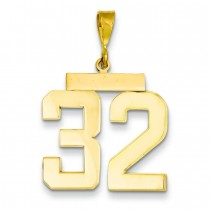 Large Number 32 Charm in 14k Yellow Gold