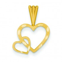 Double Heart Charm in 14k Yellow Gold