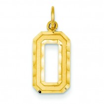 Medium Diamond Cut Number 0 Charm in 14k Yellow Gold