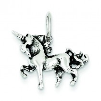 Antiqued Unicorn Charm in Sterling Silver