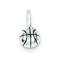 Antiqued Basketball Charm in Sterling Silver