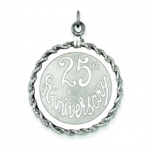 25th Anniversary Disc Charm in Sterling Silver