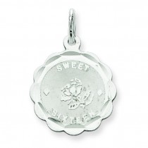 Sweet Sixteen Disc Charm in Sterling Silver