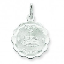 Happy Birthday Disc Charm in Sterling Silver