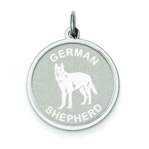 German Shepherd Disc Charm in Sterling Silver