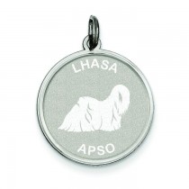 Lhasa Apso Disc Charm in Sterling Silver