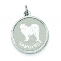 Samoyed Disc Charm in Sterling Silver