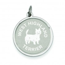 West Highland Terrier Disc Charm in Sterling Silver