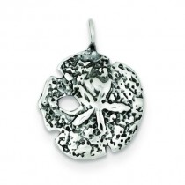 Antiqued Sand dollar Charm in Sterling Silver