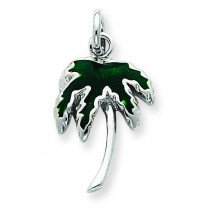 Green Palm Tree Charm in Sterling Silver