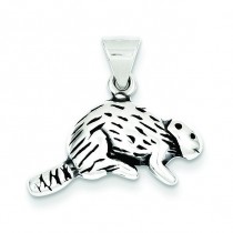Antiqued Beaver Charm in Sterling Silver