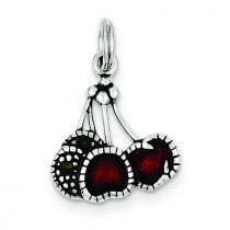 Red Cherry Charm in Sterling Silver