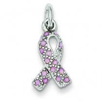 Pink Ribbon Charm in Sterling Silver