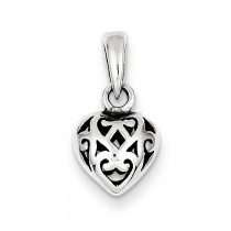 Antique Puff Heart Charm in Sterling Silver