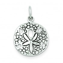 Antiqued Sand Dollar Charm in Sterling Silver