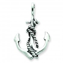 Antiqued Anchor Rope Pendant in Sterling Silver