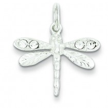 Crystal Dragonfly Charm in Sterling Silver