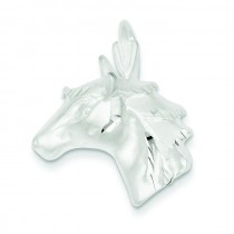 Diamond Cut Horse Head Pendant in Sterling Silver