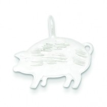 Diamond Cut Pig Pendant in Sterling Silver