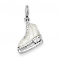 White Ice Skate Charm in Sterling Silver