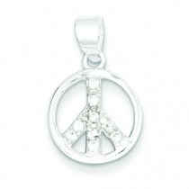 CZ Peace Sign Pendant in Sterling Silver