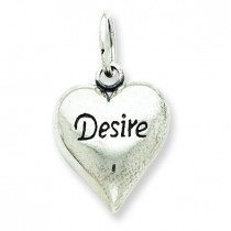 Antiqued Desire Heart Pendant in Sterling Silver