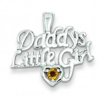 Citrine Daddy Little Girl Pendant in Sterling Silver