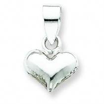 Puff Heart Pendant in Sterling Silver
