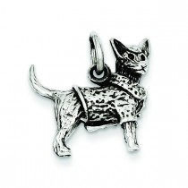 Antiqued Dog Sweater Charm in Sterling Silver