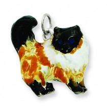 Calico Cat Charm in Sterling Silver