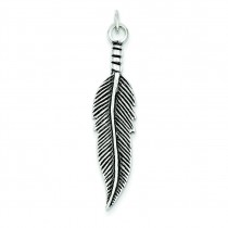 Antiqued Feather Pendant in Sterling Silver
