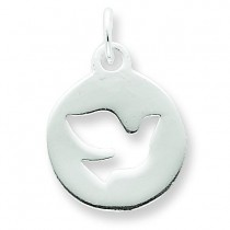 Circle Dove Charm in Sterling Silver