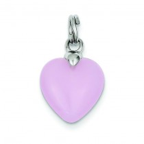 Rose Quartz Heart Charm in Sterling Silver