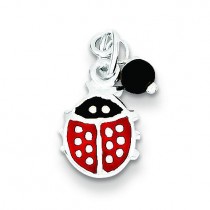 Red Ladybug Bead Charm in Sterling Silver