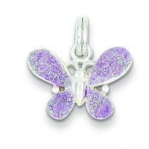 Purple Enamel Butterfly Charm in Sterling Silver