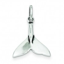Antiqued Whale Tail Charm in Sterling Silver