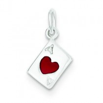 Ace Of Hearts Card Charm in Sterling Silver