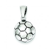 Antiqued Soccer Ball Pendant in Sterling Silver