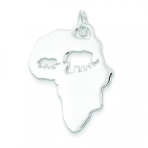 Africa Continent Elephant Cutout Pendant in Sterling Silver
