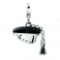 Graduation Cap Lobster Clasp Charm in Sterling Silver