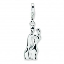 Couple Embracing Lobster Clasp Charm in Sterling Silver
