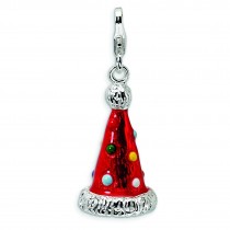 Red Party Hat Charm in Sterling Silver