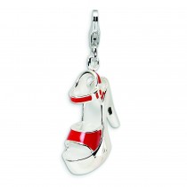 Red Platform High Heel Lobster Clasp Charm in Sterling Silver