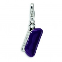 Purple Clutch Purse Lobster Clasp Charm in Sterling Silver