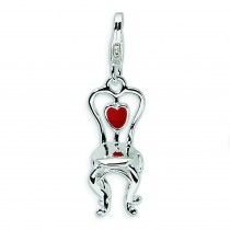 Chair Heart Lobster Clasp Charm in Sterling Silver