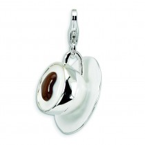 Cappuccino Lobster Clasp Charm in Sterling Silver