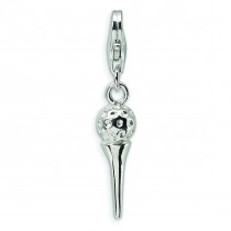Golf Ball On Tee Lobster Clasp Charm in Sterling Silver